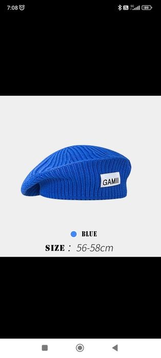 Hit Ganni Beret nakrycie głowy dzianina splot kolor granatowy