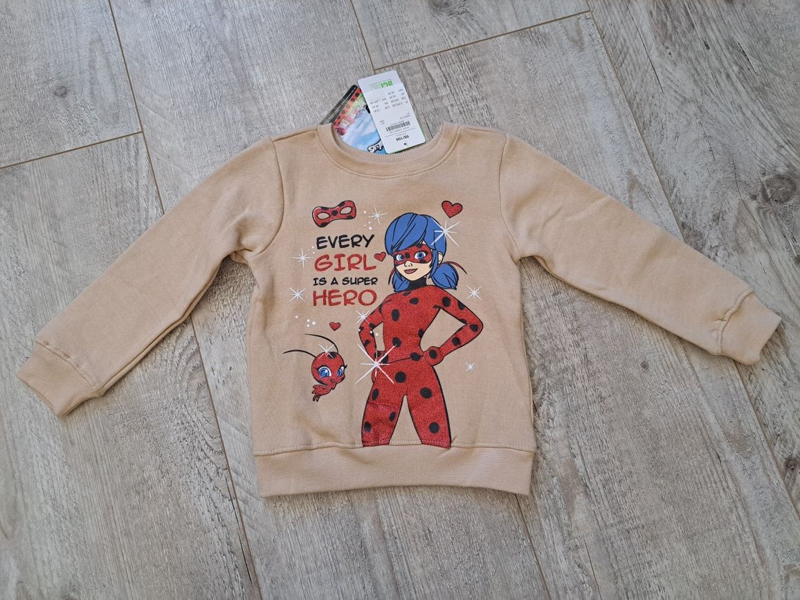 Bluza dziewczęca - Czerwona Biedronka,  Miraculous- rozm 98/104