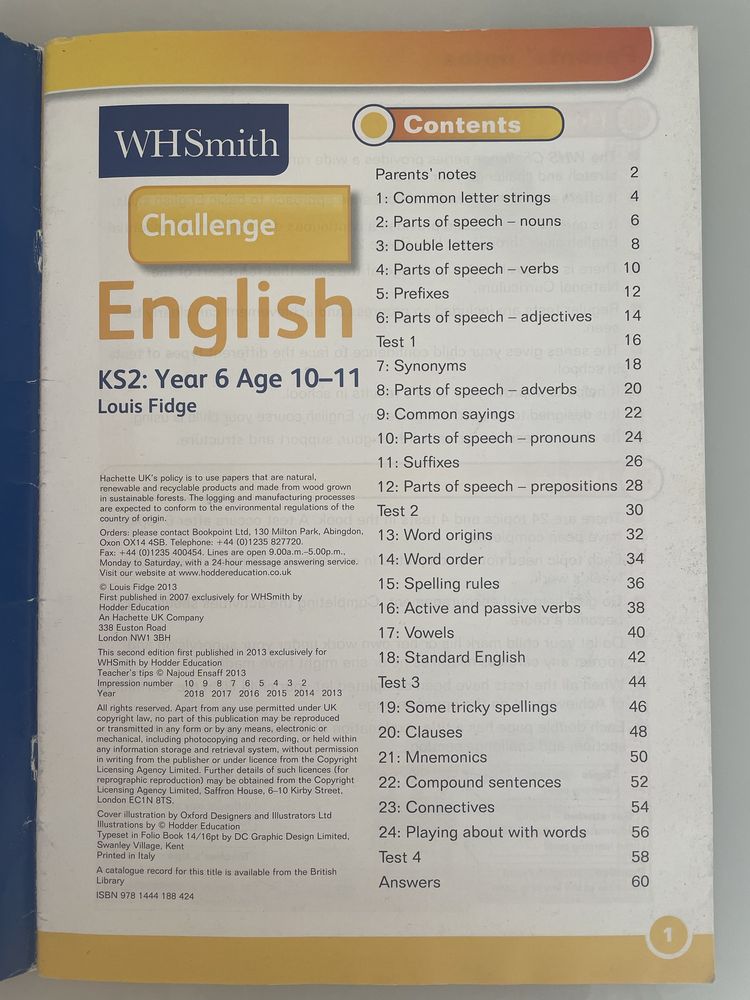 WH Smith Challenge: Key Stage 2 ENGLISH Y6 10-11
