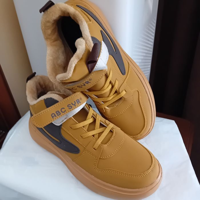 Кроссовки, однотонные туфли средней высоты с флисовой п