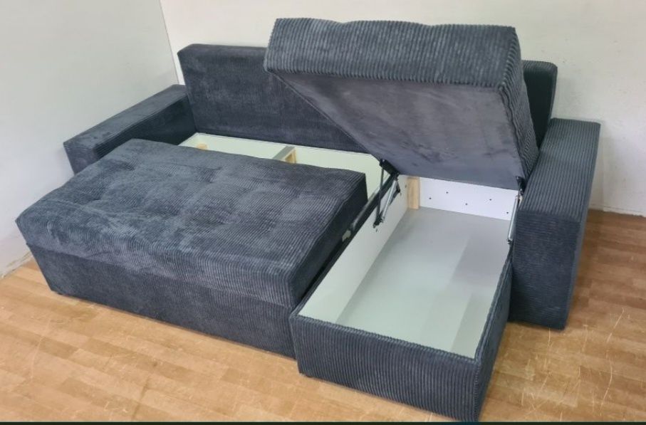 Nowy Narożnik sprężyny automat sztruks welur plusz kanapa sofa rogówka