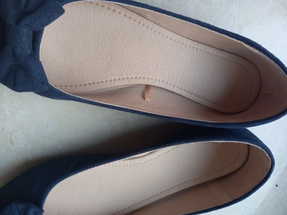 Czółenka baleriny młodzieżowe granatowe zamszowe 39 40