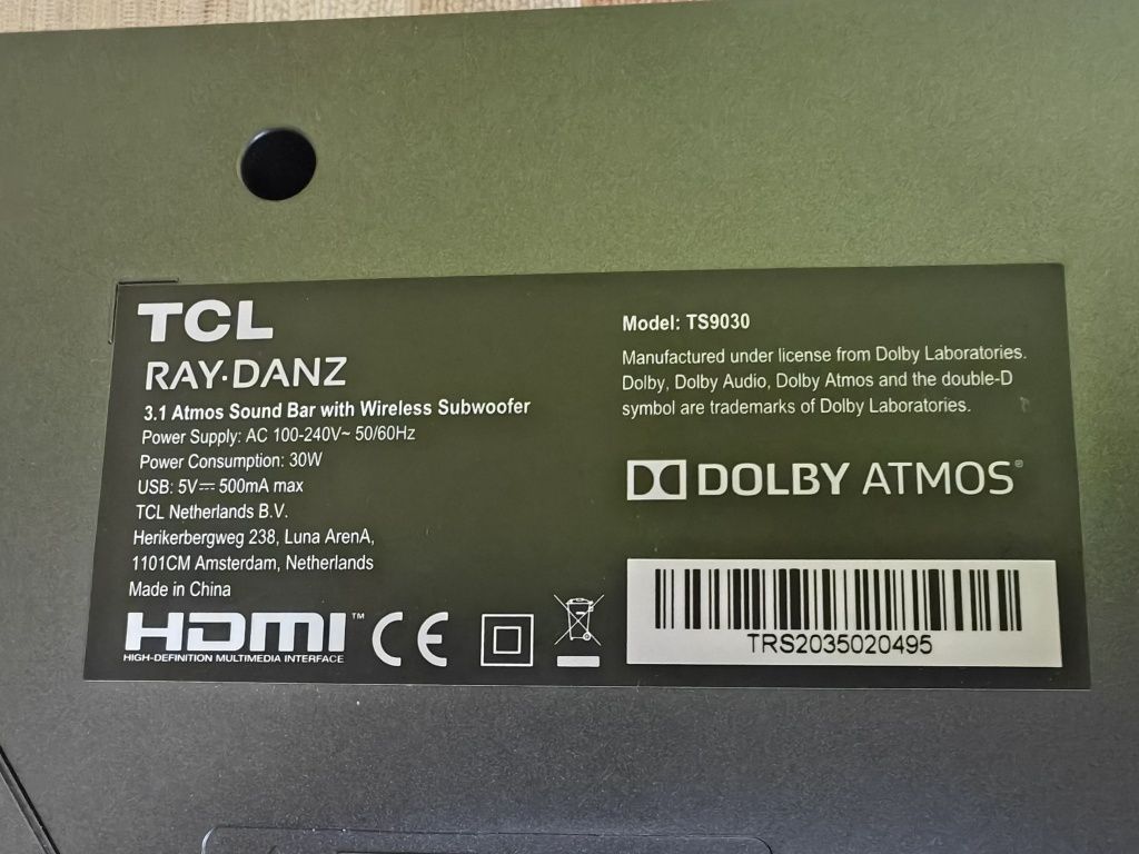 Soundbar TCL RAY-DANZ TS9030 3.1 Dolby Atmos