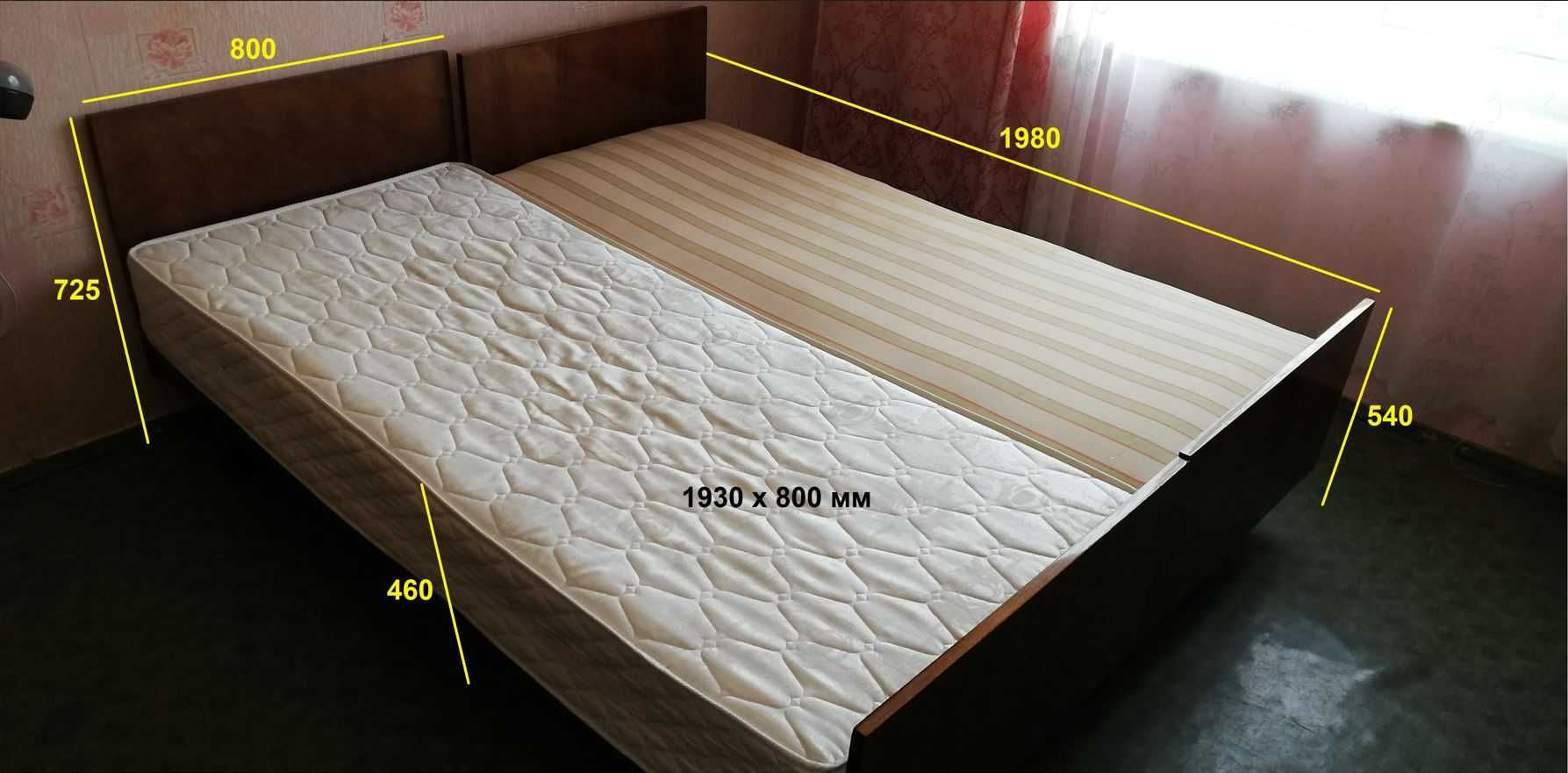 Кровать с матрацем спальное место 1930х800 мм 70-х годов СССР
