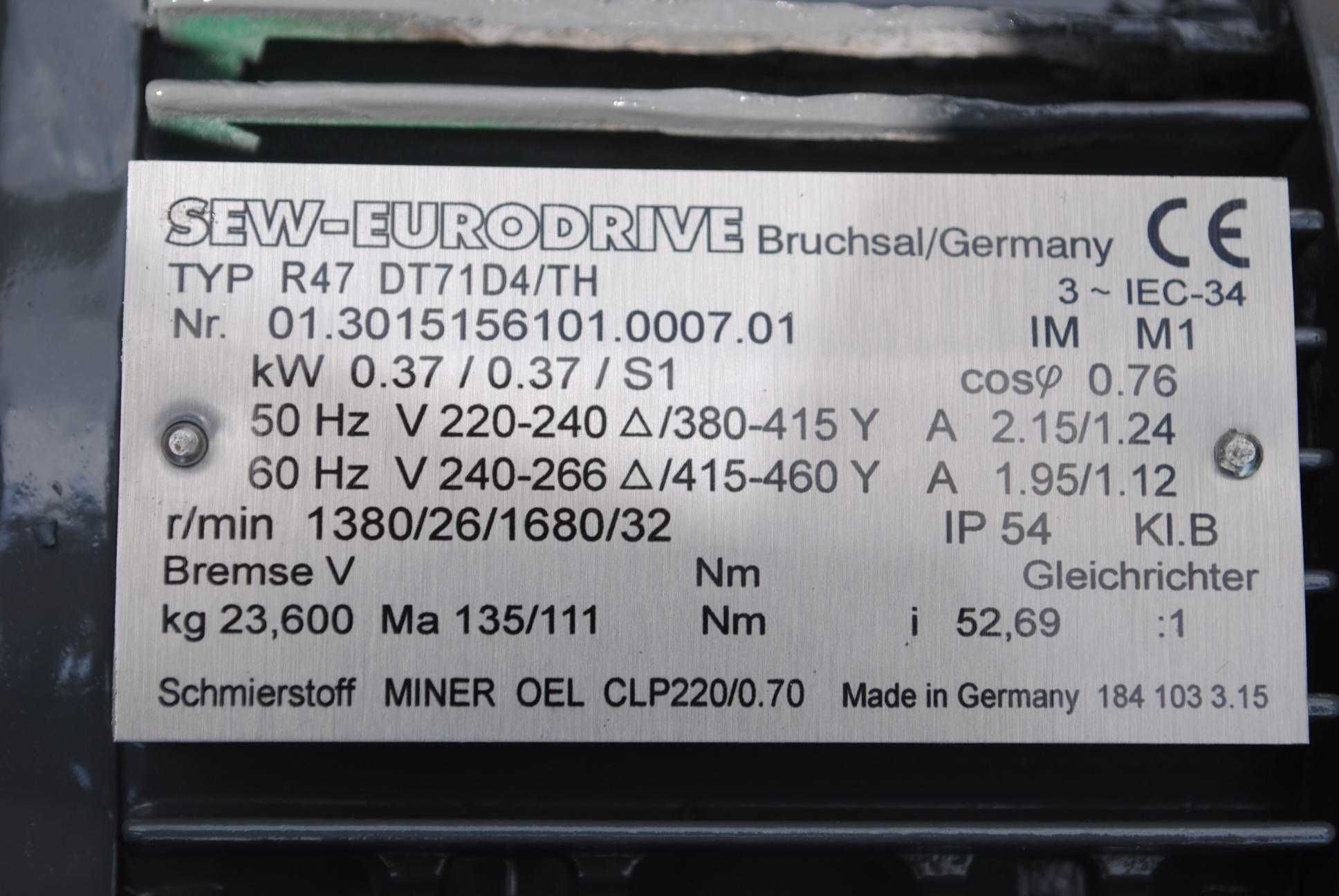 Motoreduktor 0.37kw. 26obr./min., firmy SEW.