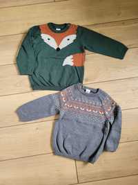 2 sweterki H&M 86 12-18 niemowlęce chłopięce liski bawełna 1+1 gratis