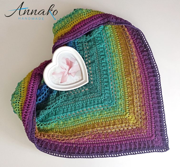 Chusta szydełkowa jesienna Snookie ręcznie robiona ciepła kolorowa