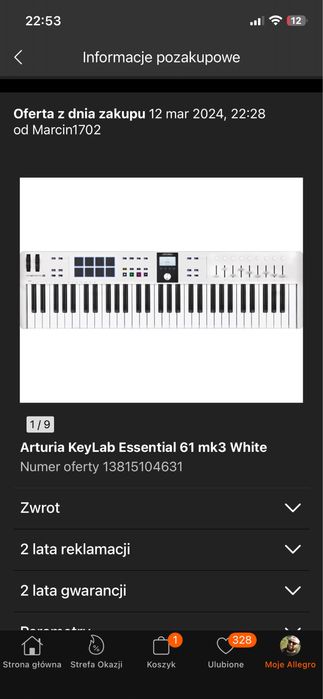 Arturia Keylab Essential 61mk3 white klawiatura sterująca