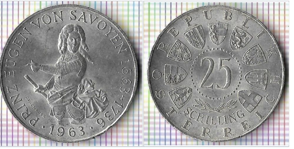 Серебряная монета Австрия 1963 г