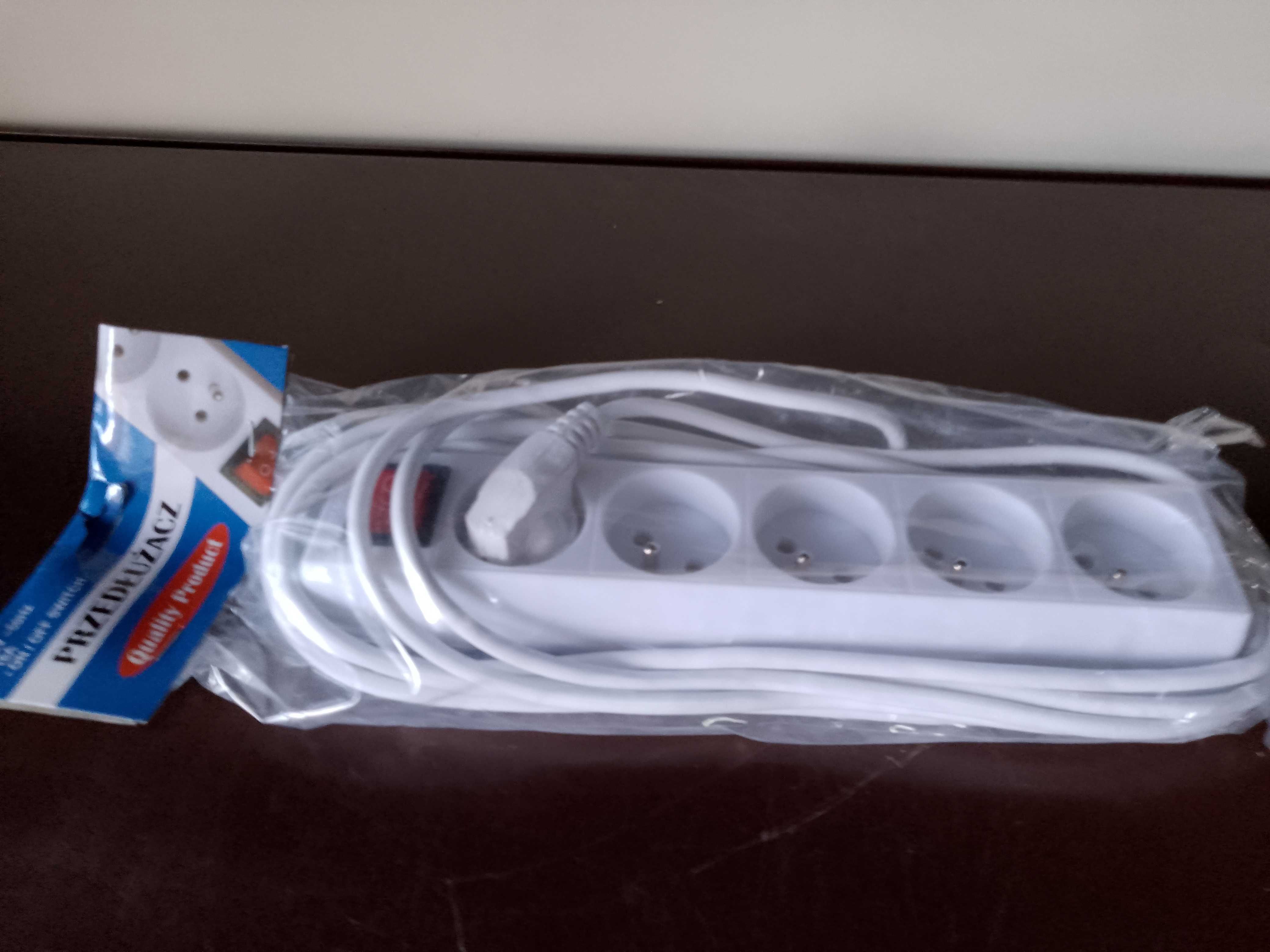listwa zasilająca BIAŁA przedłużacz SIECIOWY kabel 5 GNIAZD 3m tani tk