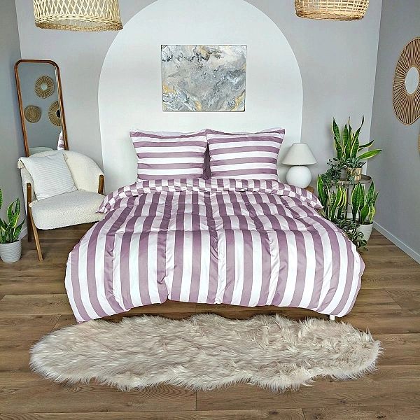 Pościel 140x200 MIKROFIBRA poszewka 70x80 KOMPLET Eusebia Home W PASY