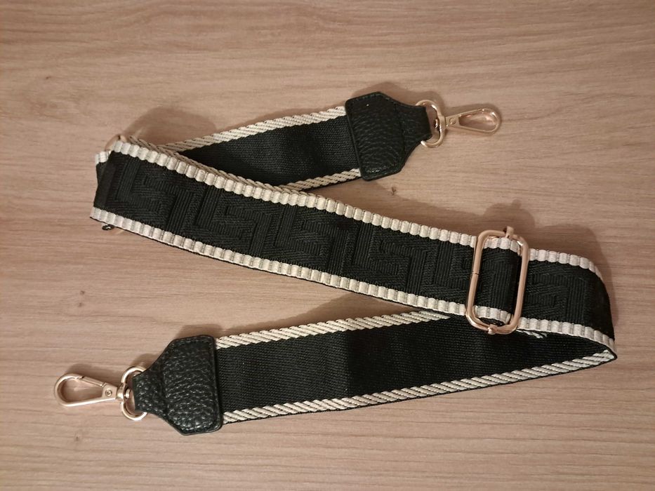Pasek do torebki listonoszki saszetki czarny beż