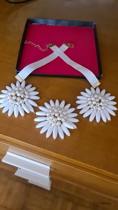 Sliczny naszyjnik z motywem szarotki.