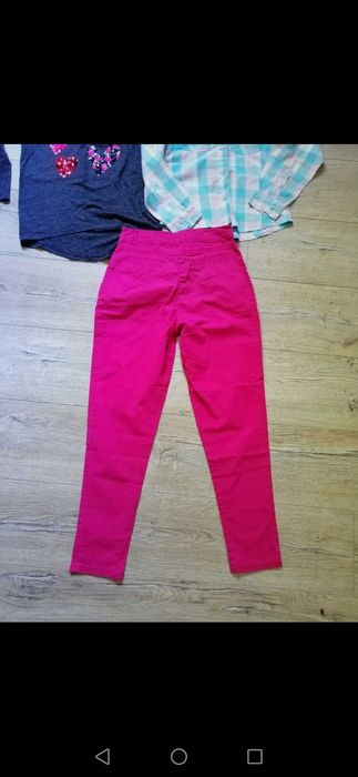 Denim spodnie plus koszula i bluzka 140 cm 10 lat