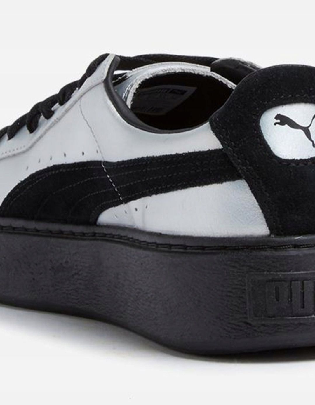 PUMA sneakersy trampki na platformie 37 37.5 skórzane srebrne silver