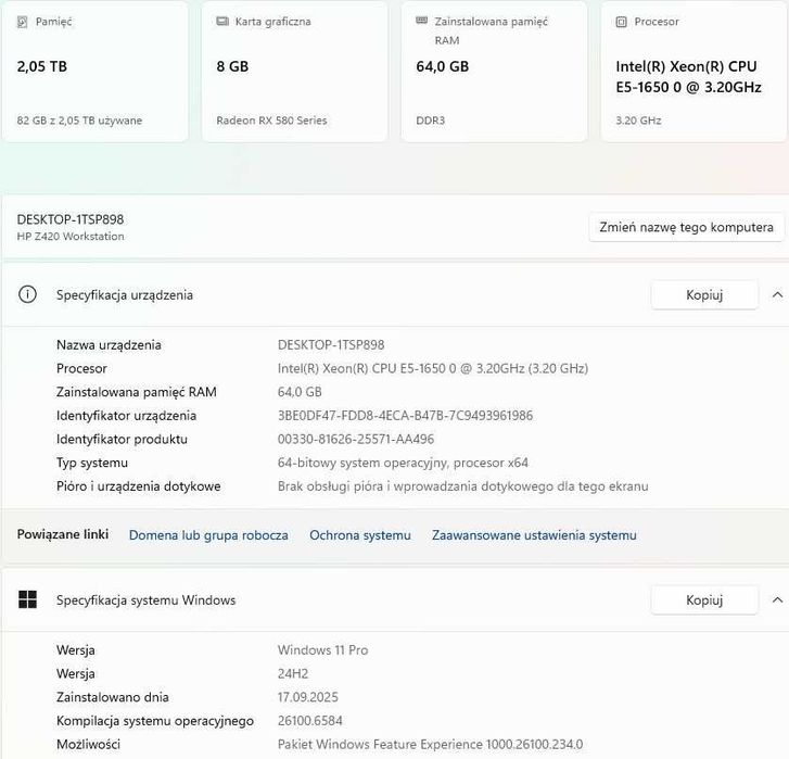 Komputer gamingowy i do pracy.6rdzeni,64GB RAM+RX570 8GB+monitor+akces