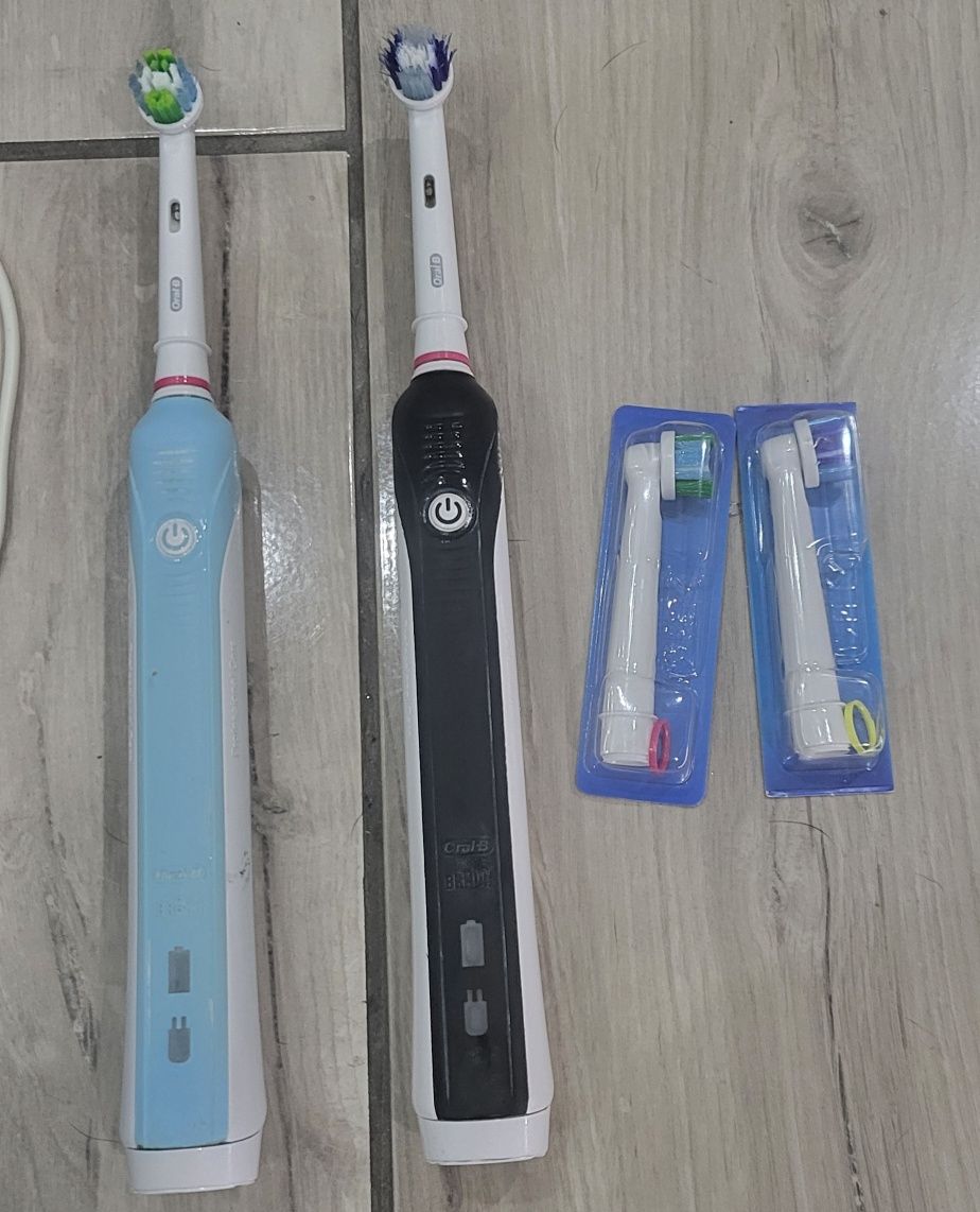 2x Szczoteczka oral B braun + 2x końcówka nowa + ladowarka elektryczna