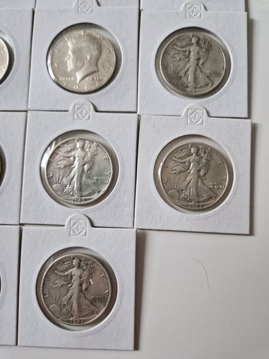Half dollar 1941-64r 19 sztuk srebro