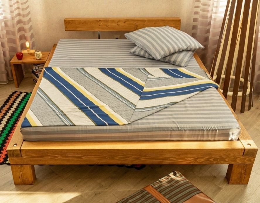 Łóżko z belek sosnowych pod materac 160x200