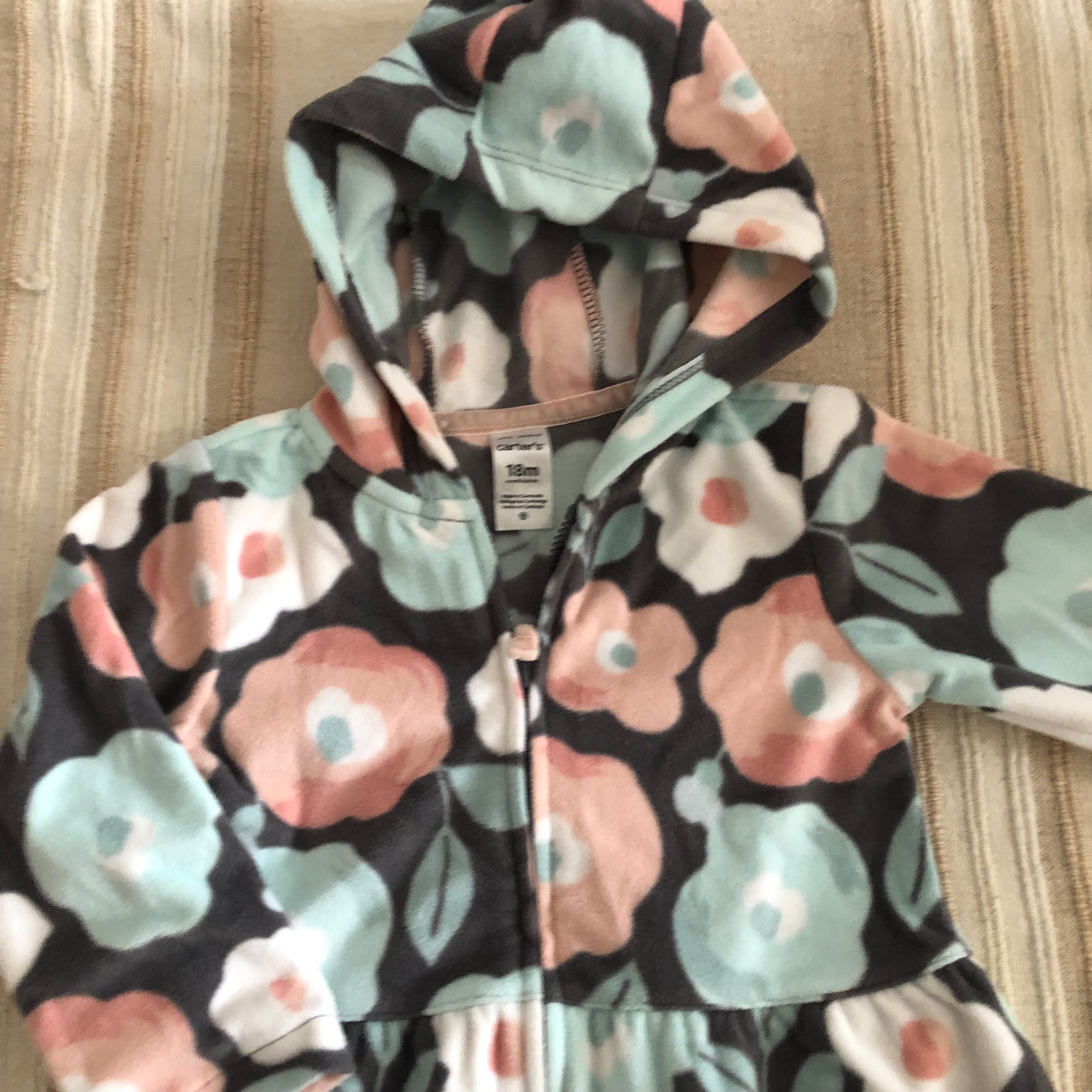 Nowa bluza Carter’s w kwiaty z cienkiego polarku dla dziewczynki 18mcy