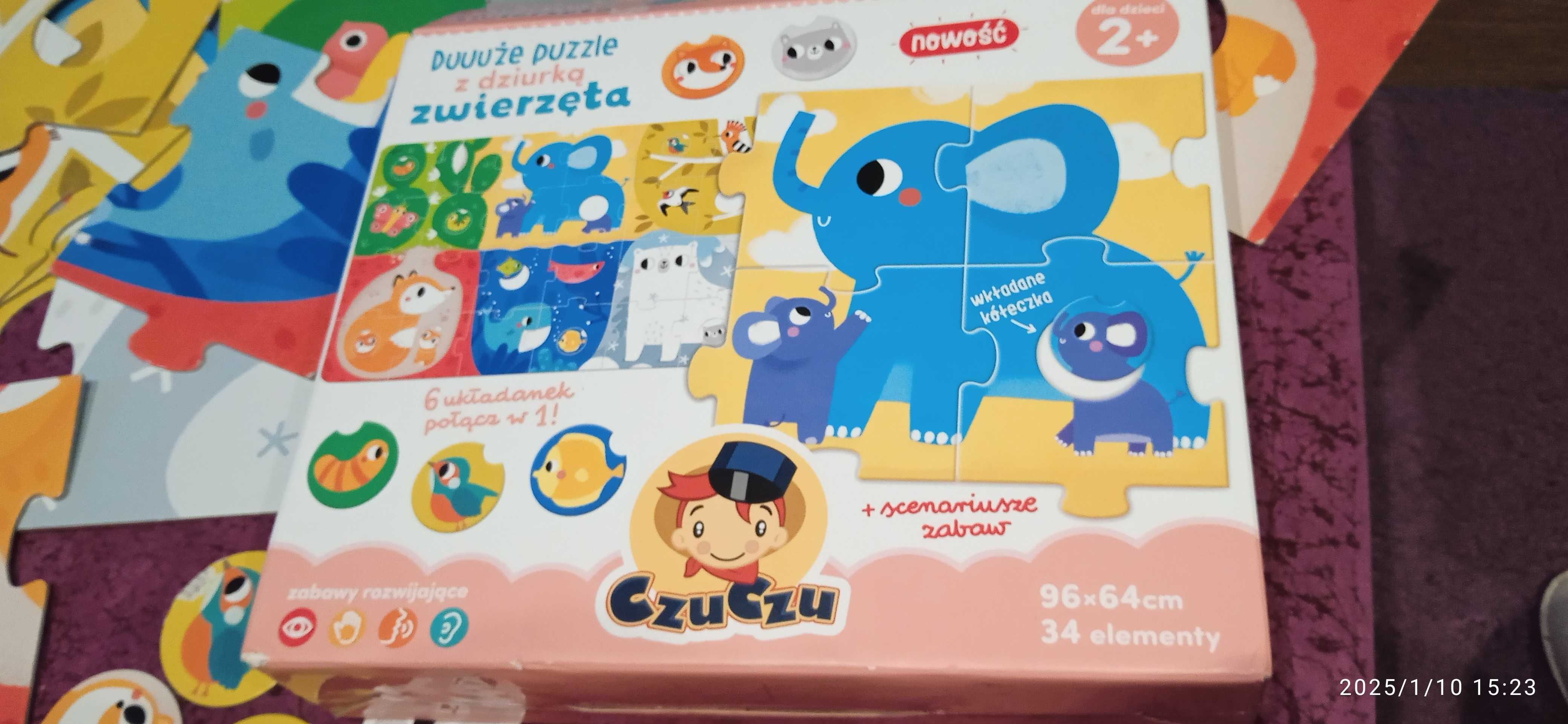 2 pudełka Super Puzzle wielkoformatowe CzCzu wiek 2+