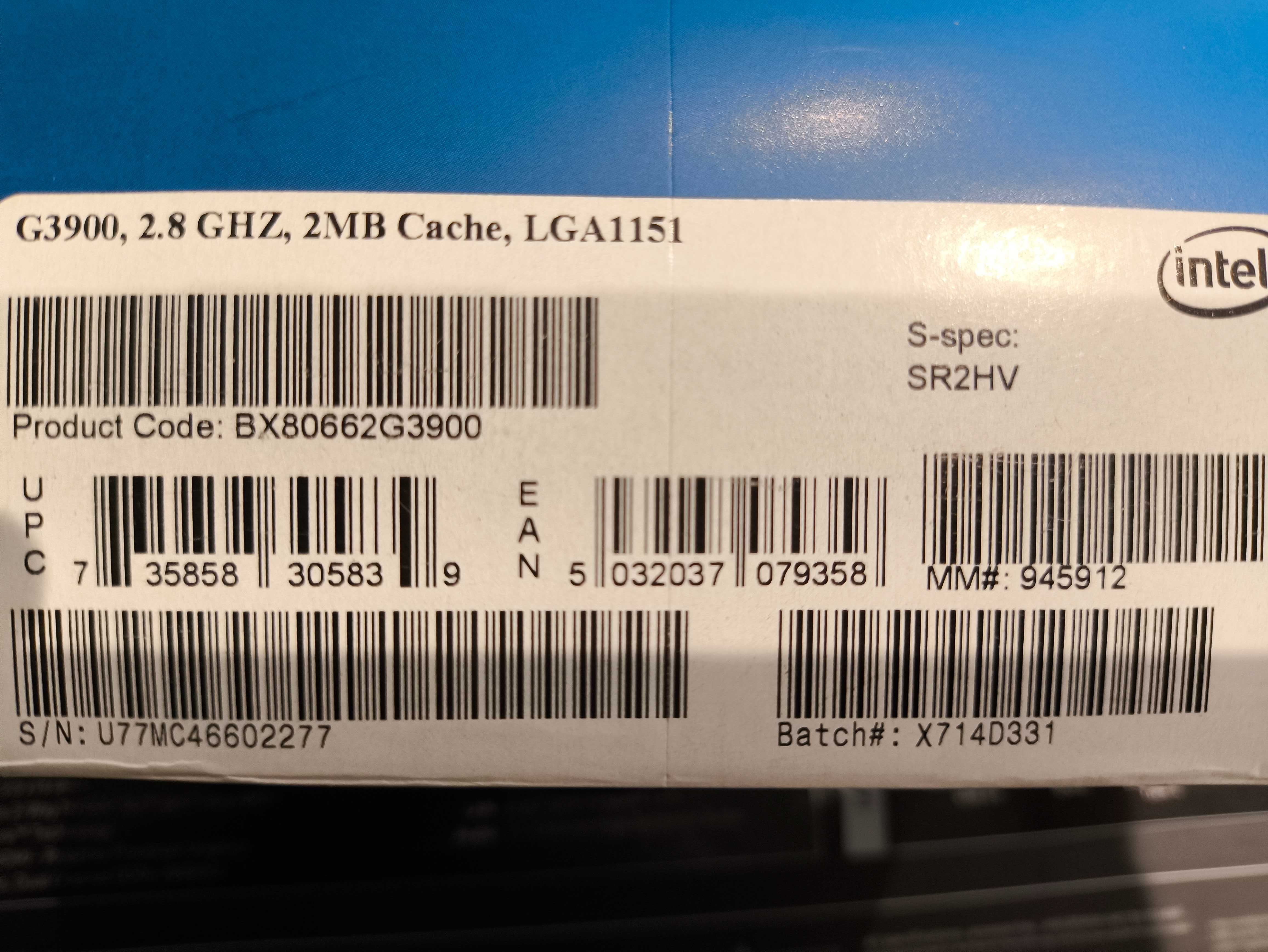 Procesor Intel G3900 Celeron grafika 6gen LGA1151 + cooler