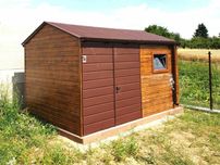 Domek ogrodowy 4x3m – złoty dąb jasny/ ciemny brąz matowy