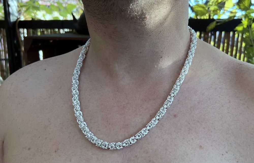 125g 7,3mm Łańcuszek bizantyjski-królewski 65cm srebro925 nowy pełny
