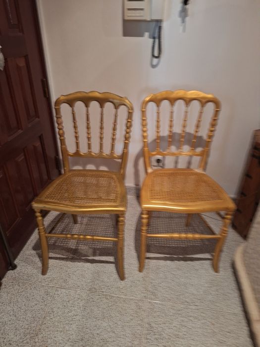 2 cadeiras douradas palhinha antigas