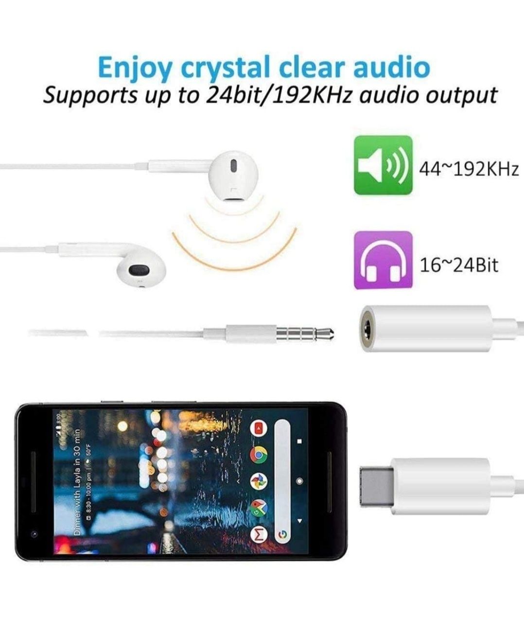 2 sztuki adapterów USB C do gniazda słuchawkowego 3,5 mm typu C