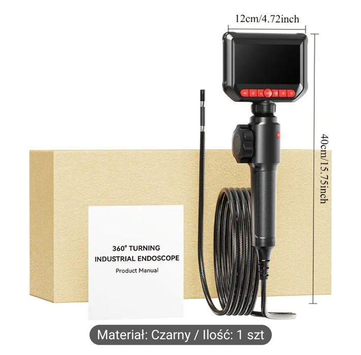 Kamera inspekcyjna 360° warsztatowa z wyswietlaczem 8mm.
