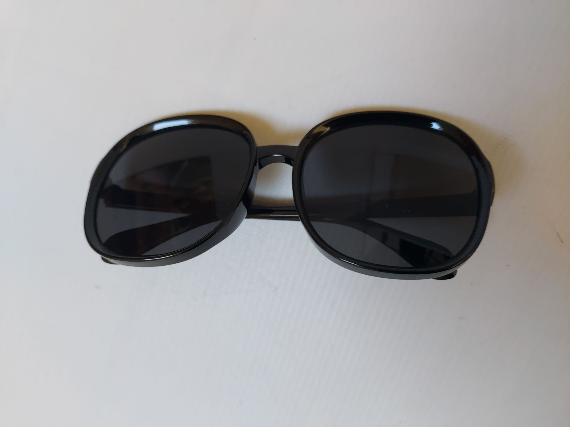 Nowe duże owalne czarne okulary przeciwsłoneczne ponadgabarytowe retro