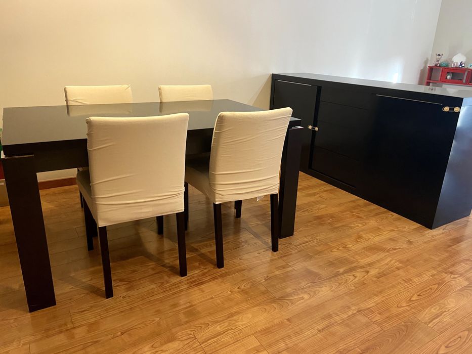 Conjunto de Sala em Madeira Maciça – Design Moderno Preto