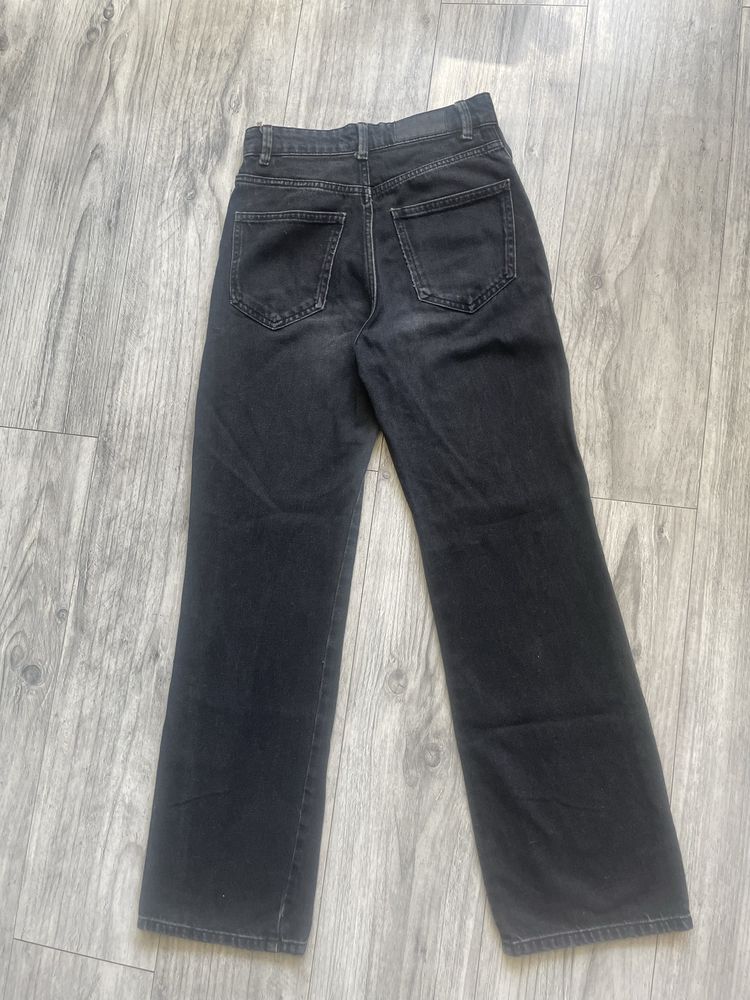 jeansy straight leg prosta nogawka czarne stradivarius 32 xs