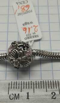 Charms Kwiatki Motylki z cyrkoniami Srebro 925 NOWE