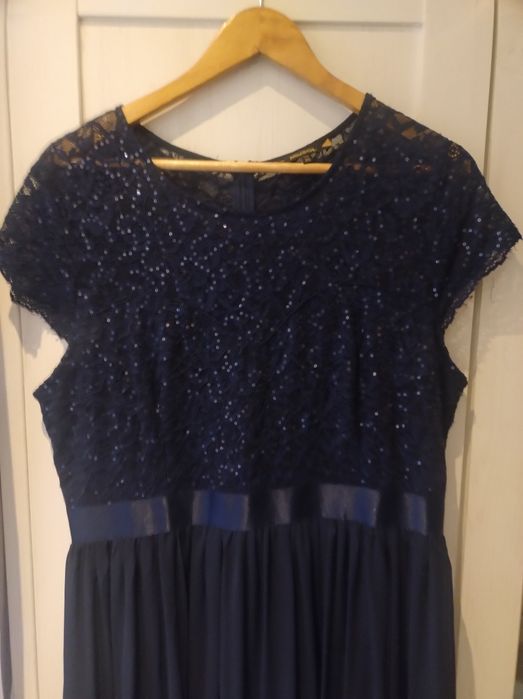 Sukienka maxi granatowa cekiny r.XXl