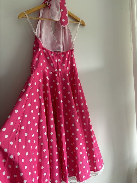 Magic różowa sukienka w kropki rozkloszowana S M