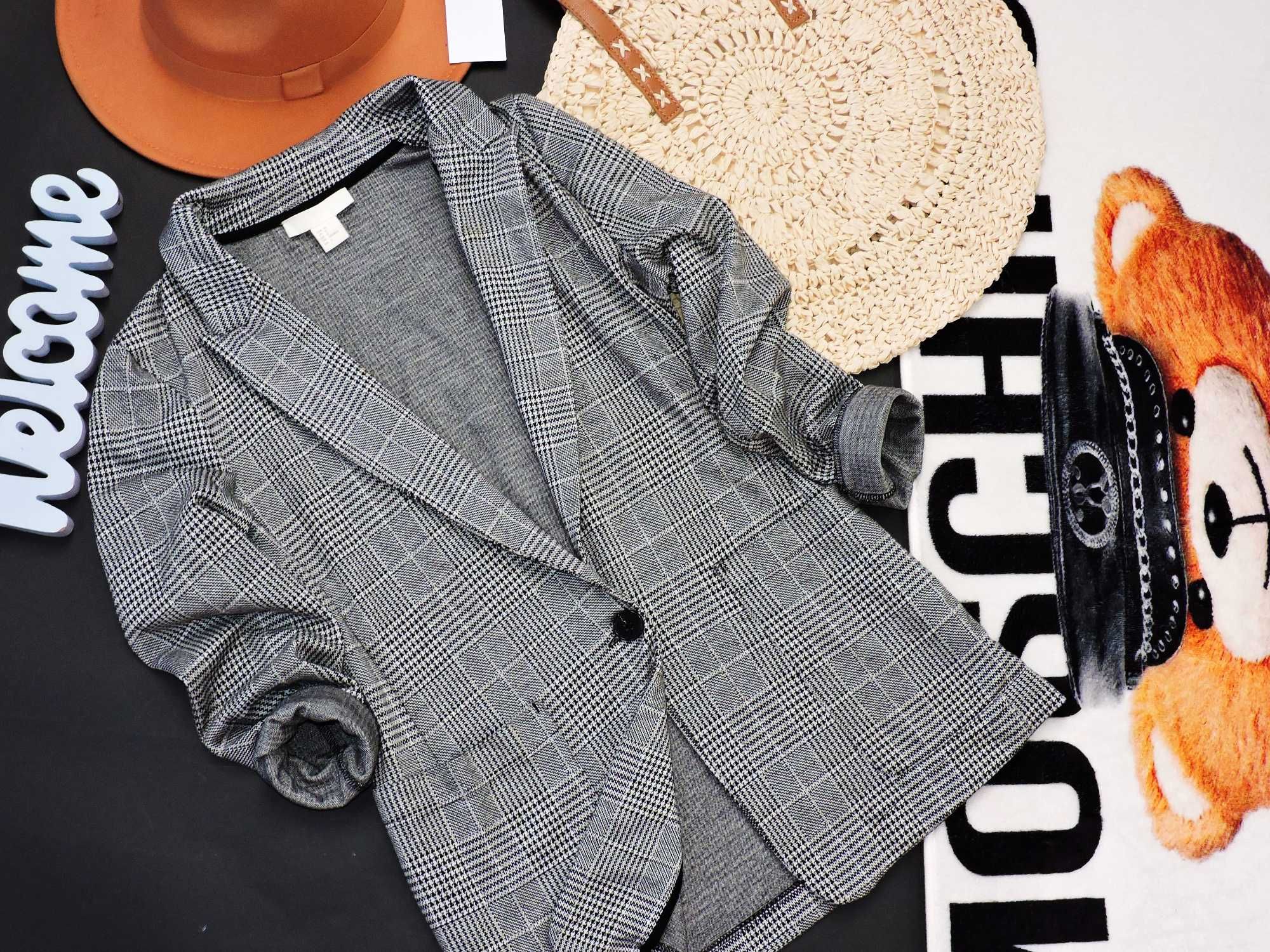 H&M Marynarka dresówka pepitka 34