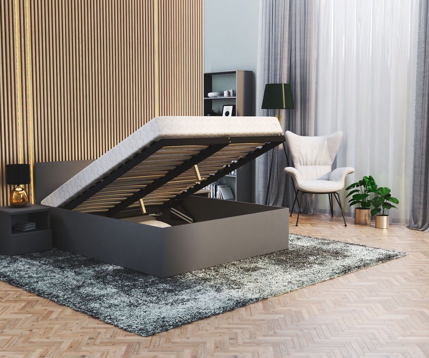 Łóżko Małżeńskie Pojemnik 90/120/140/160/180x200 podnoszonym stelażem