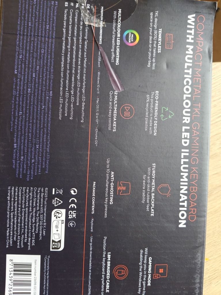 Klawiatura tkl gamingkaybord trust podświetlana jak nowa