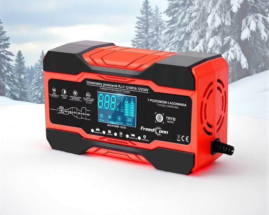 MOCNY Prostownik FreedConn 12V 24V Z Funkcją Naprawy Akumulatora NOWY
