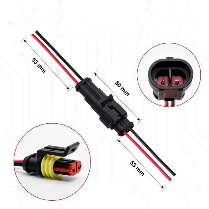 Conectores elétricos 2 pinos à prova de água - Kit 5 pares macho/fêmea