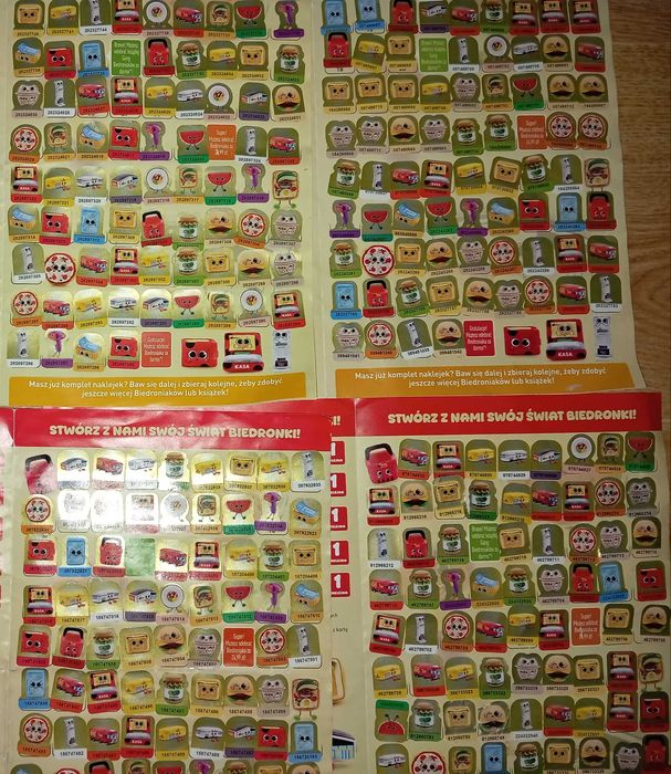 320 sztuk 4 albumy Naklejki Biedronka z Biedronki produkciaki koszyk