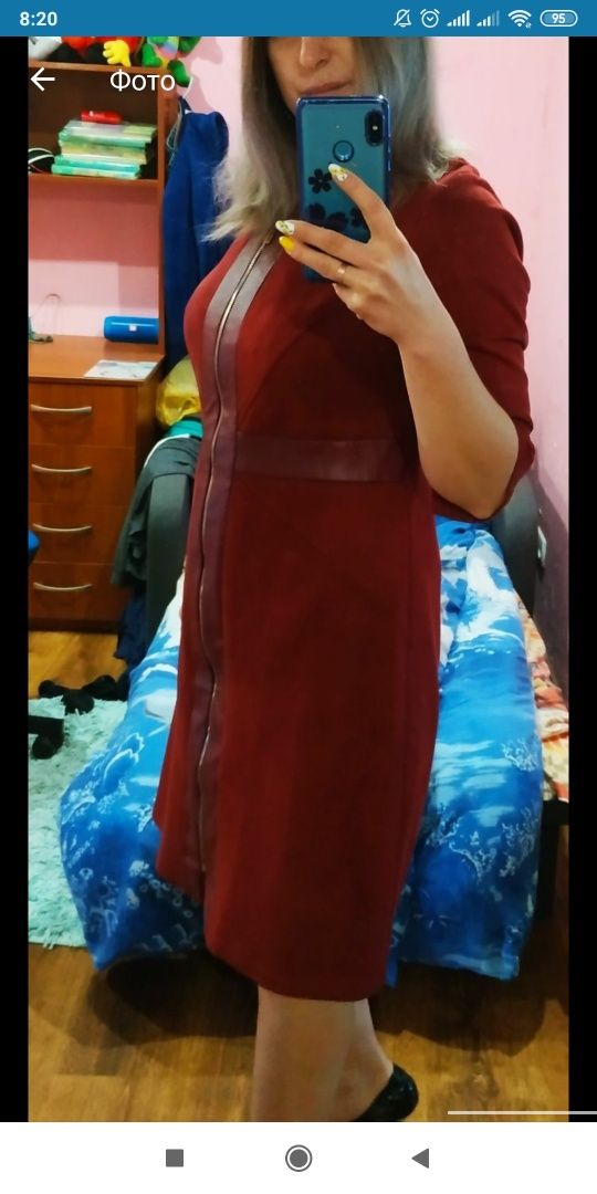 Платье замшевое цвет бордо