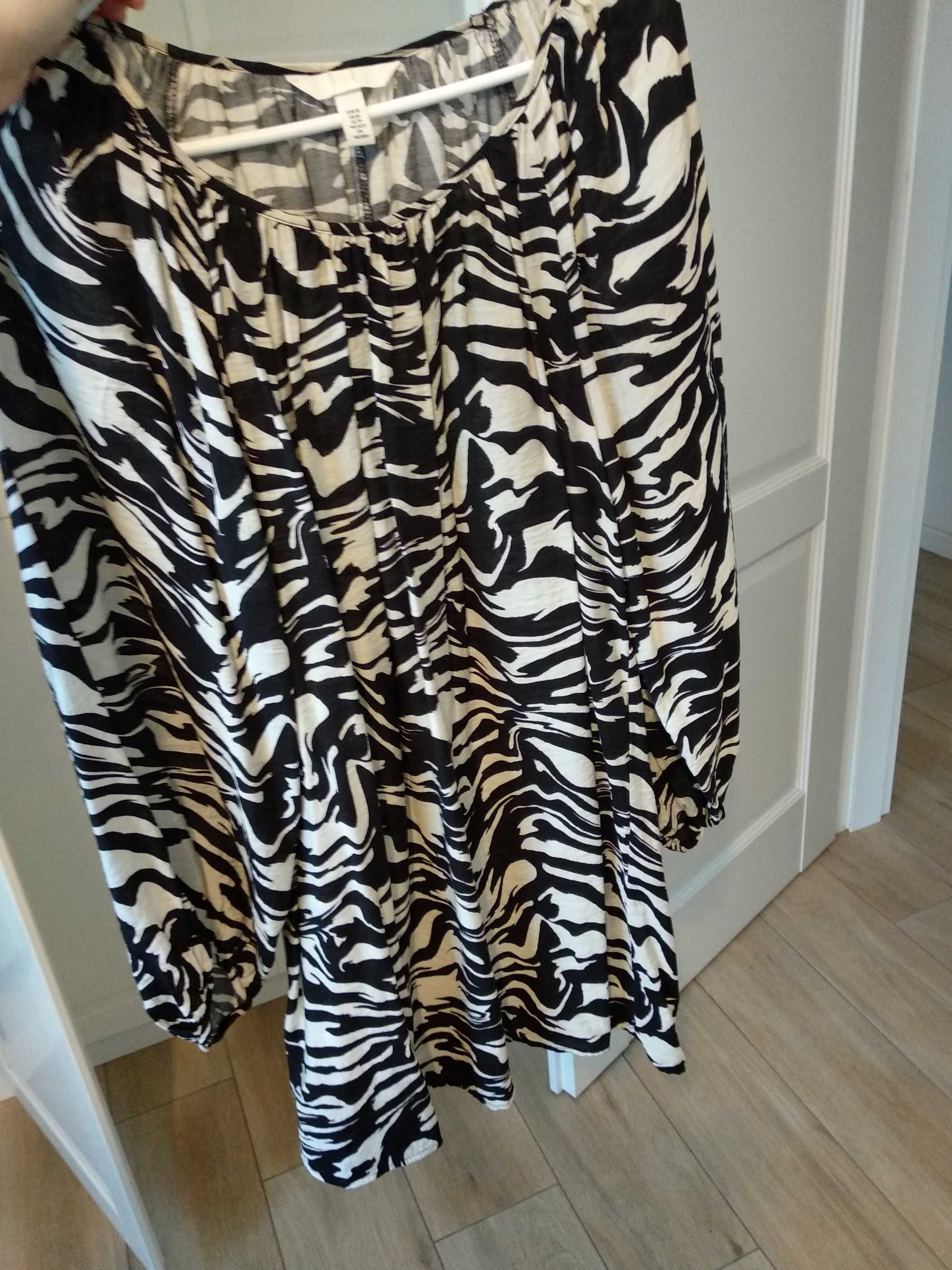 Sukienka H&M zebra panterka 34 czarno biała