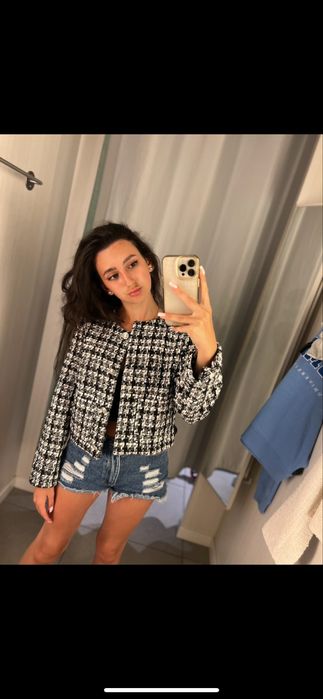 Піджак чорно-білий xs H&M