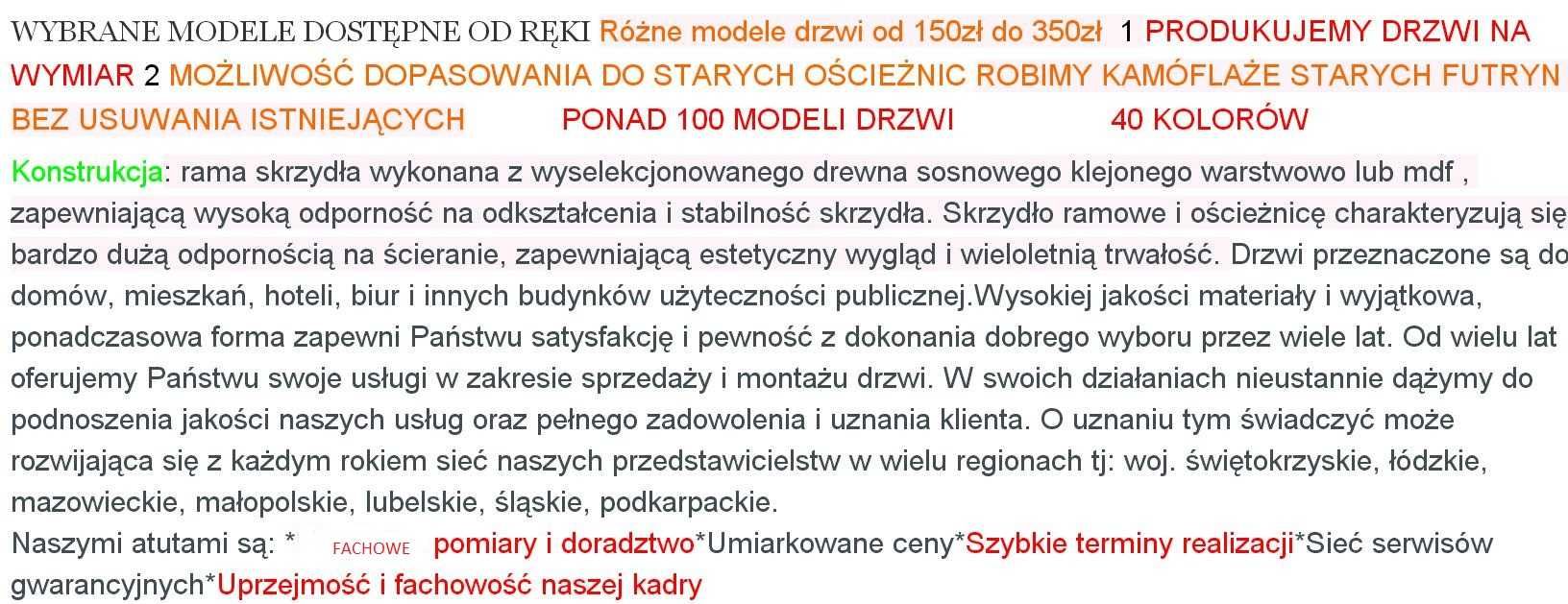 KAMUFLAŻ FUTRYN DRZWI na stare FUTRYNY wewnętrzne pokojowe na wymiar