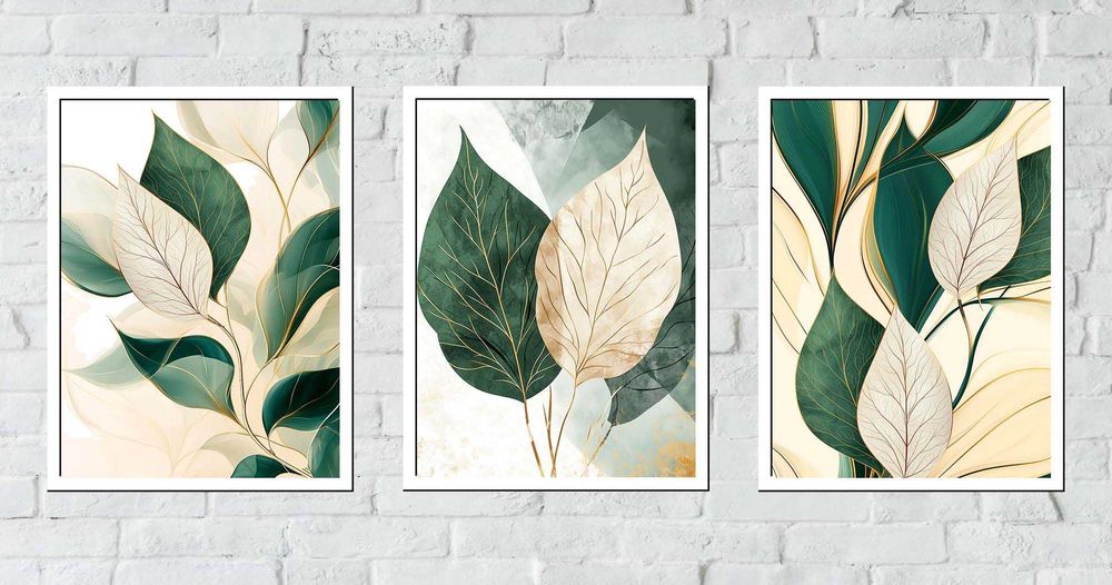 50x40 obrazy w ramie plakaty ramka NATURA BOHO ZIELONE LIŚCIE BOHO