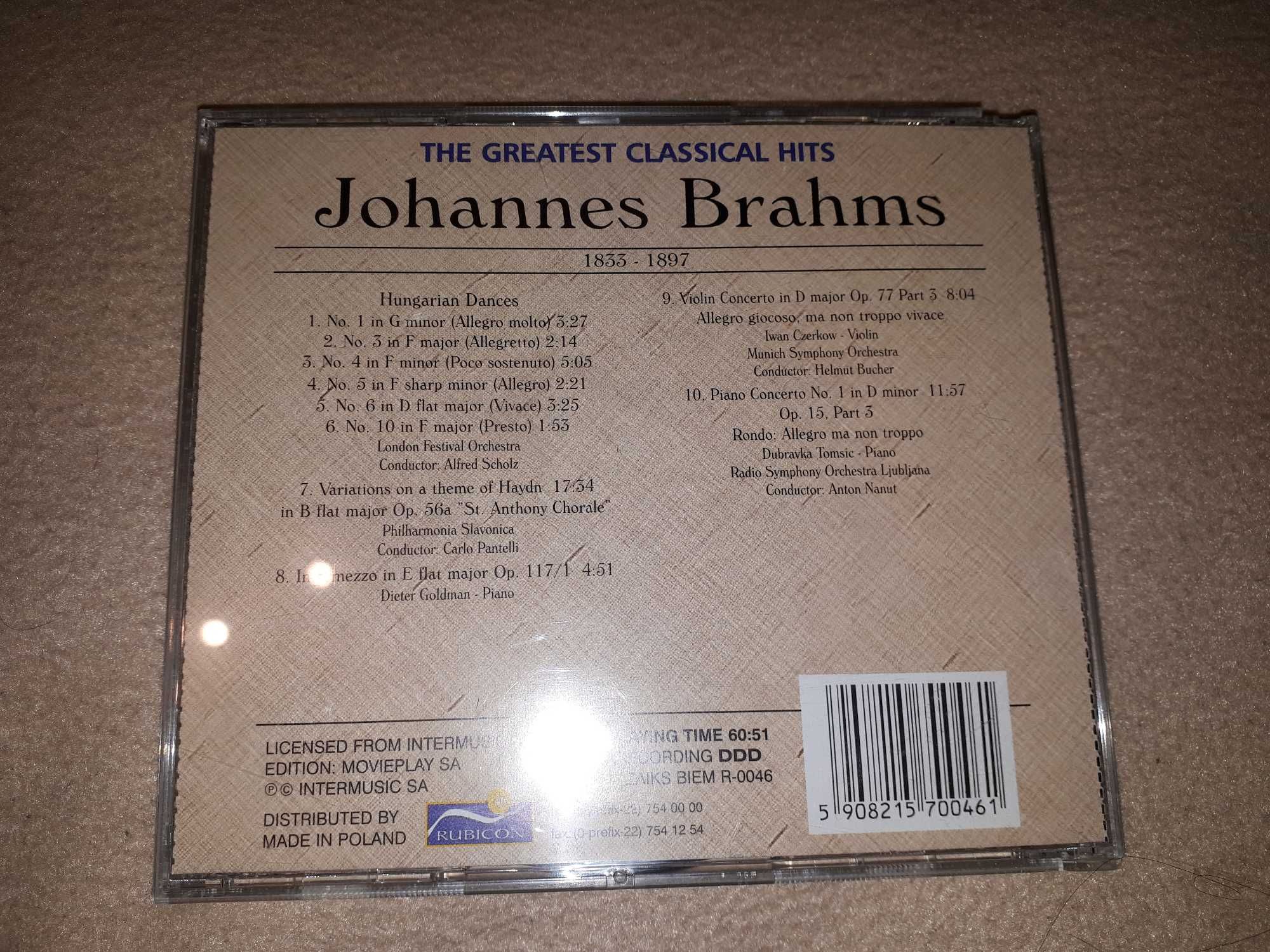 Płyty CD muzyka poważna: Brahms, Bach, Chopin, Ravel, Tczaikovsky