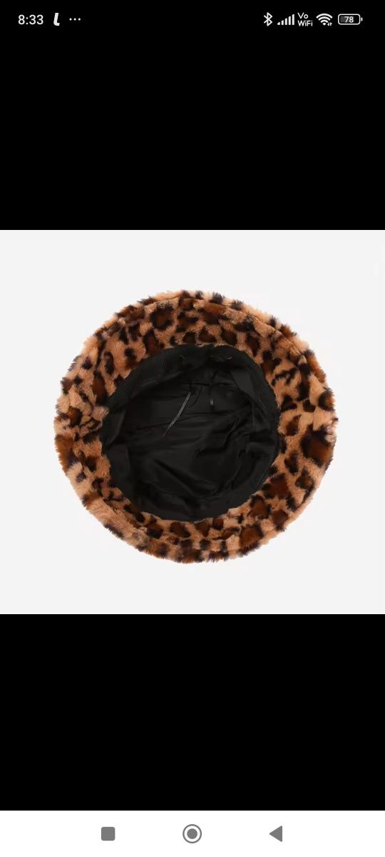 Hit futrzak  kapelusz bucket hat czapka futrzana print panterka miś